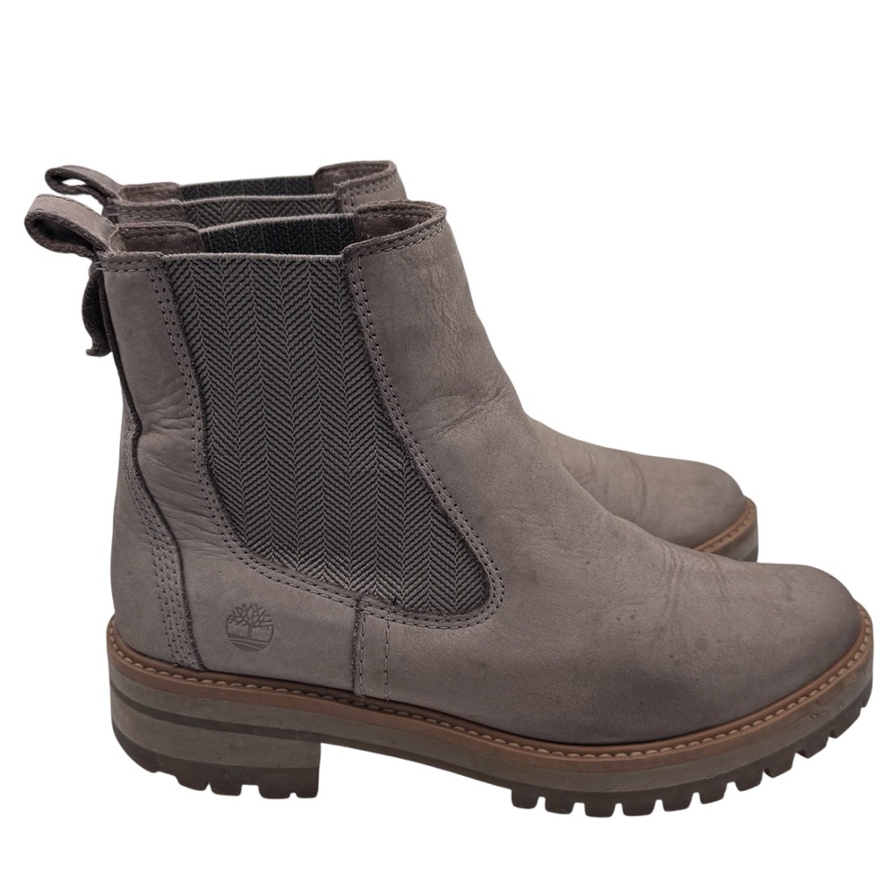 Timberland Women’s Courmayeur Taupe Nubuck Leather Chelsea Boots Size 8.5